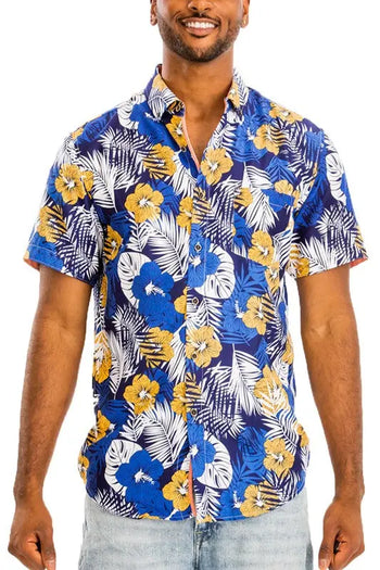 Hawaiian Print Button Down Shirt WEIV