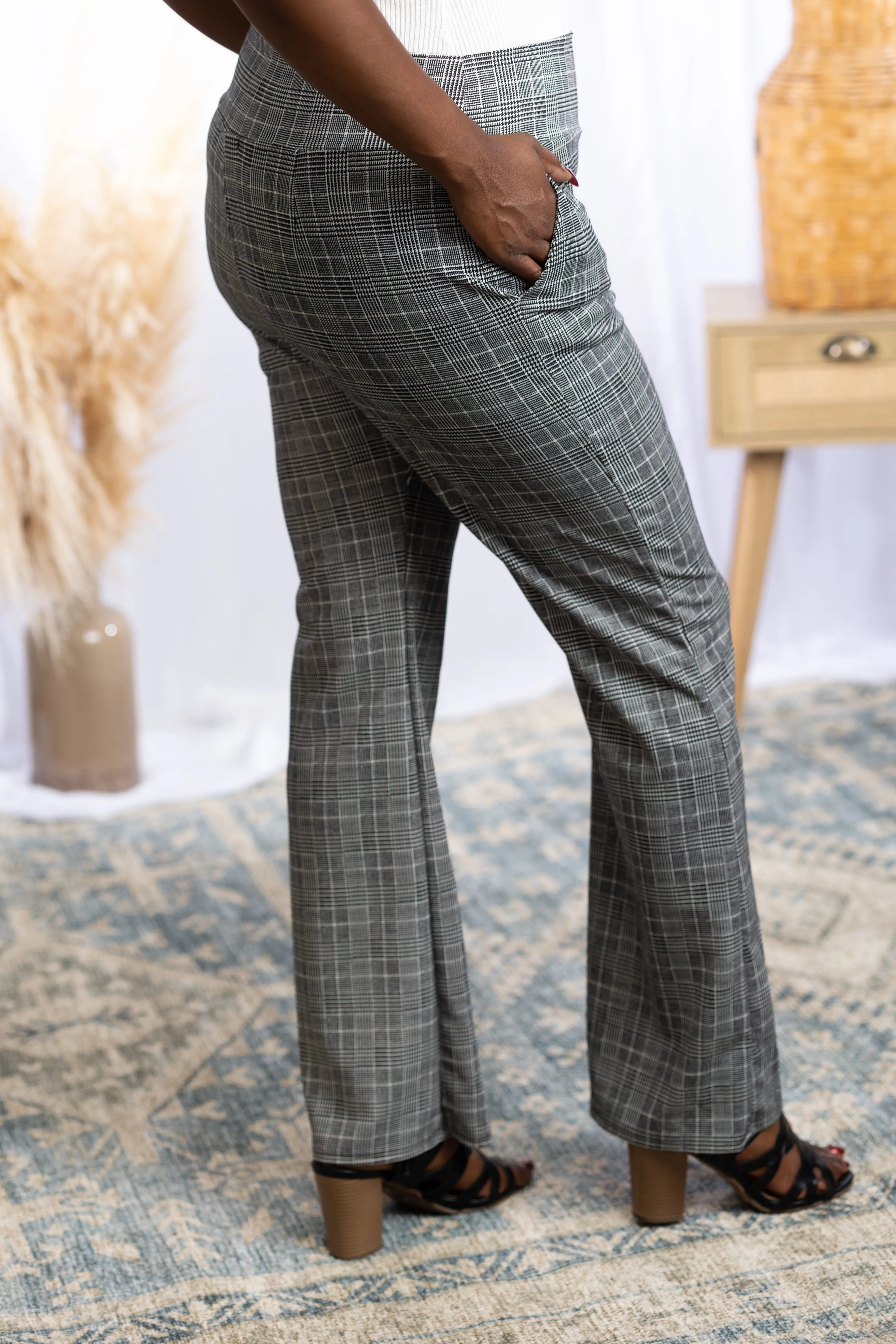 Headed Uptown - Plaid Flare Pants Boutique Simplified