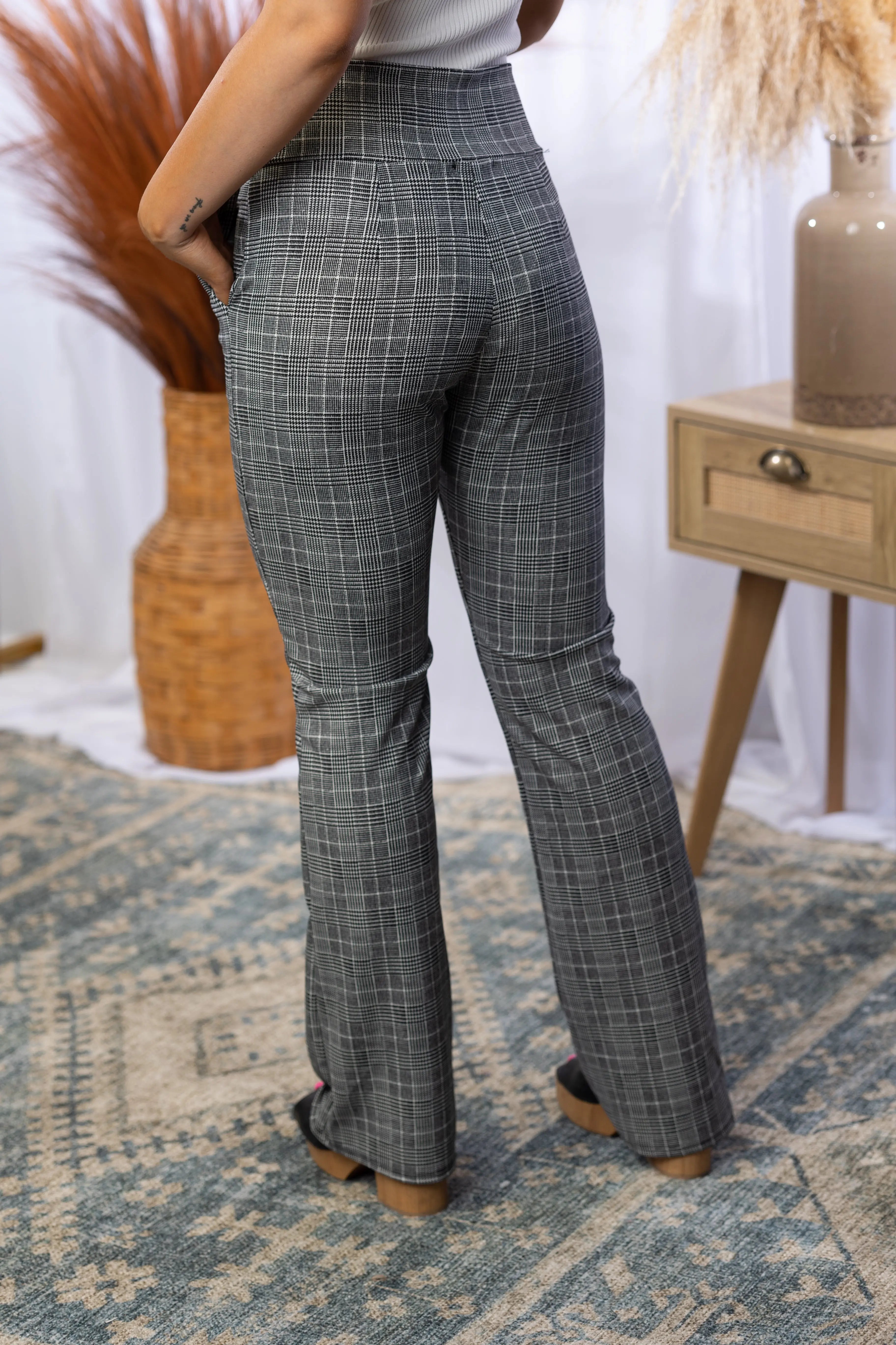 Headed Uptown - Plaid Flare Pants Boutique Simplified