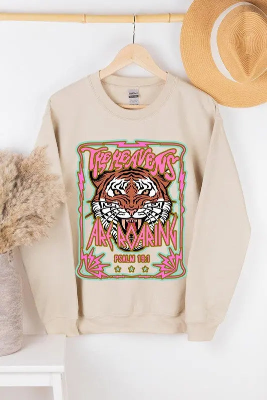 Heavens Roaring Tiger Graphic Fleece Sweatshirts Color Bear