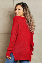 Heimish By The Fire Full Size Draped Detail Knit Sweater Trendsi