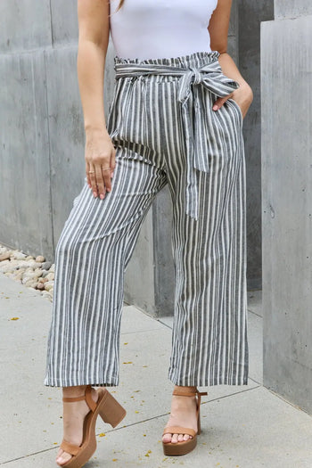 Heimish Find Your Path Paperbag Waist Striped Culotte Pants Heimish