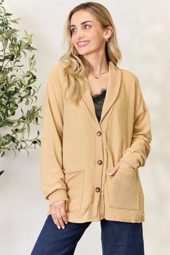 Heimish Full Size Button Up Long Sleeve Cardigan Trendsi