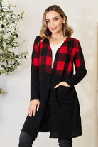 Heimish Full Size Plaid Open Front Cardigan Trendsi