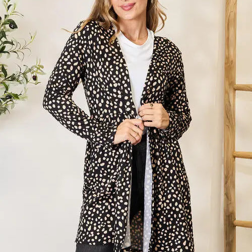 Heimish Full Size Printed Open Front Cardigan Trendsi