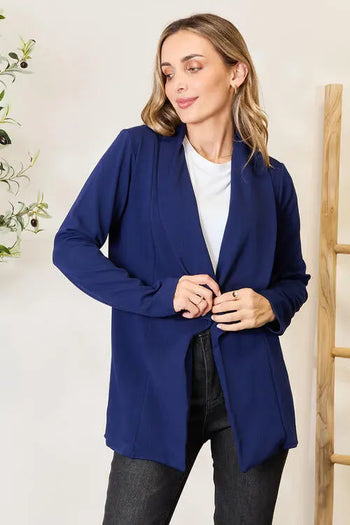 Heimish Full Size Statement Neck Open Front Blazer Trendsi