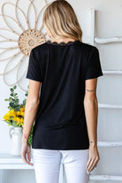 Heimish Lace Detail V-Neck Short Sleeve T-Shirt Trendsi