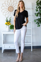 Heimish Lace Detail V-Neck Short Sleeve T-Shirt Trendsi