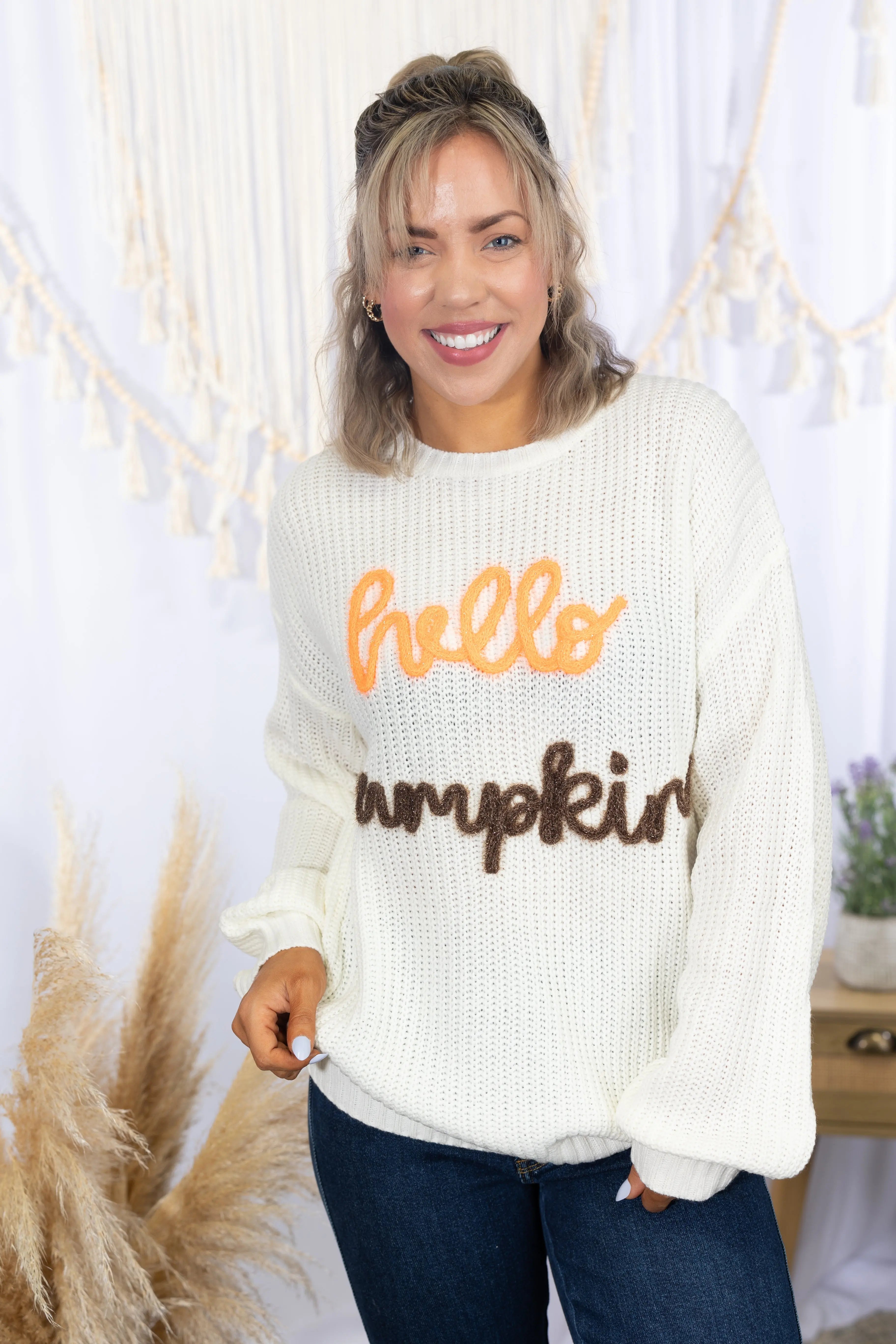 Hello Pumpkin Chunky Sweater Boutique Simplified