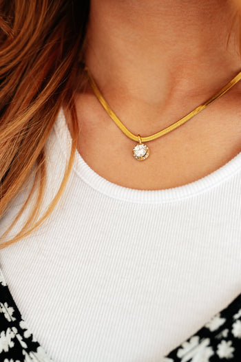 Here to Shine Gold Plated Necklace in White Ave Shops