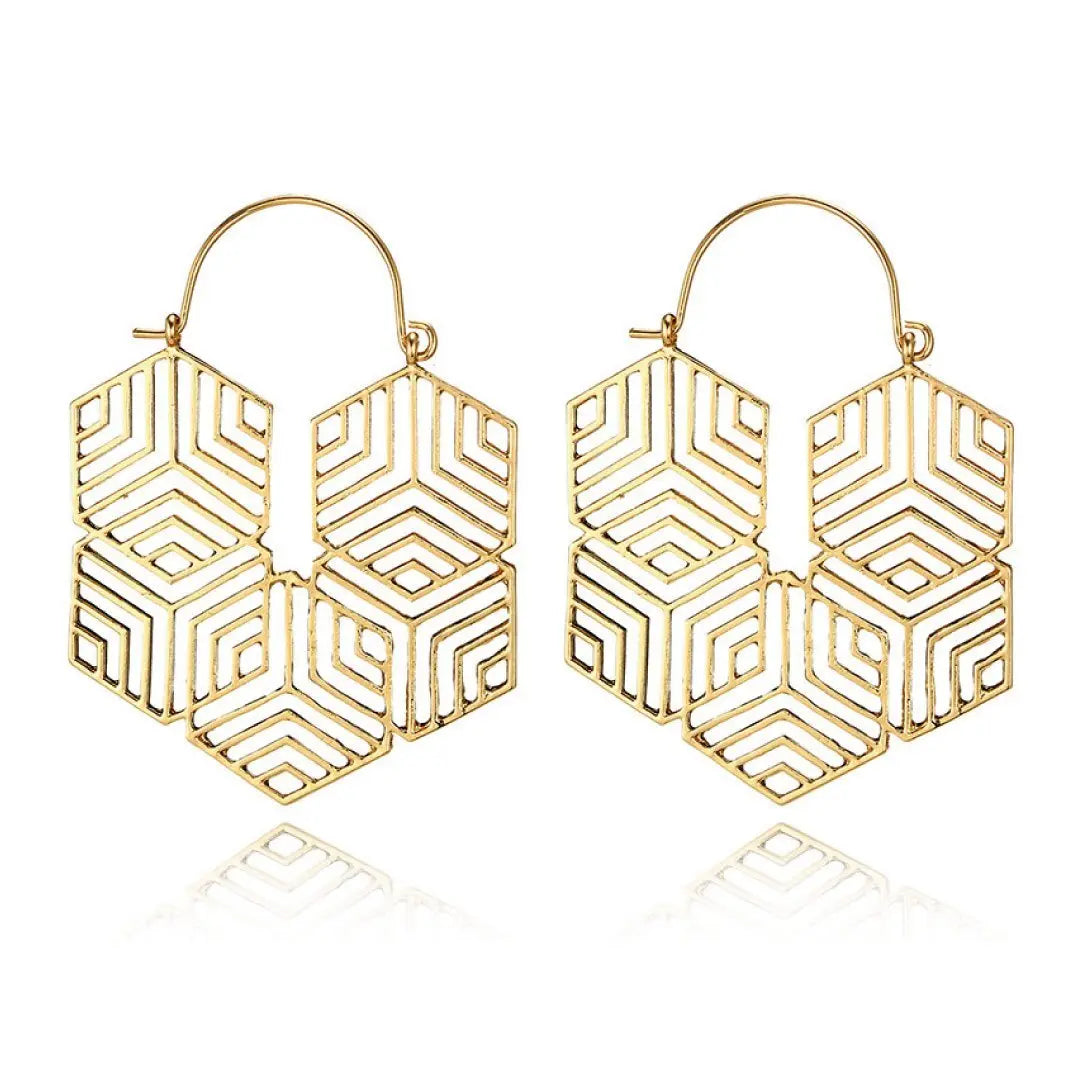 Hex -Gold Earrings |   |  Casual Chic Boutique