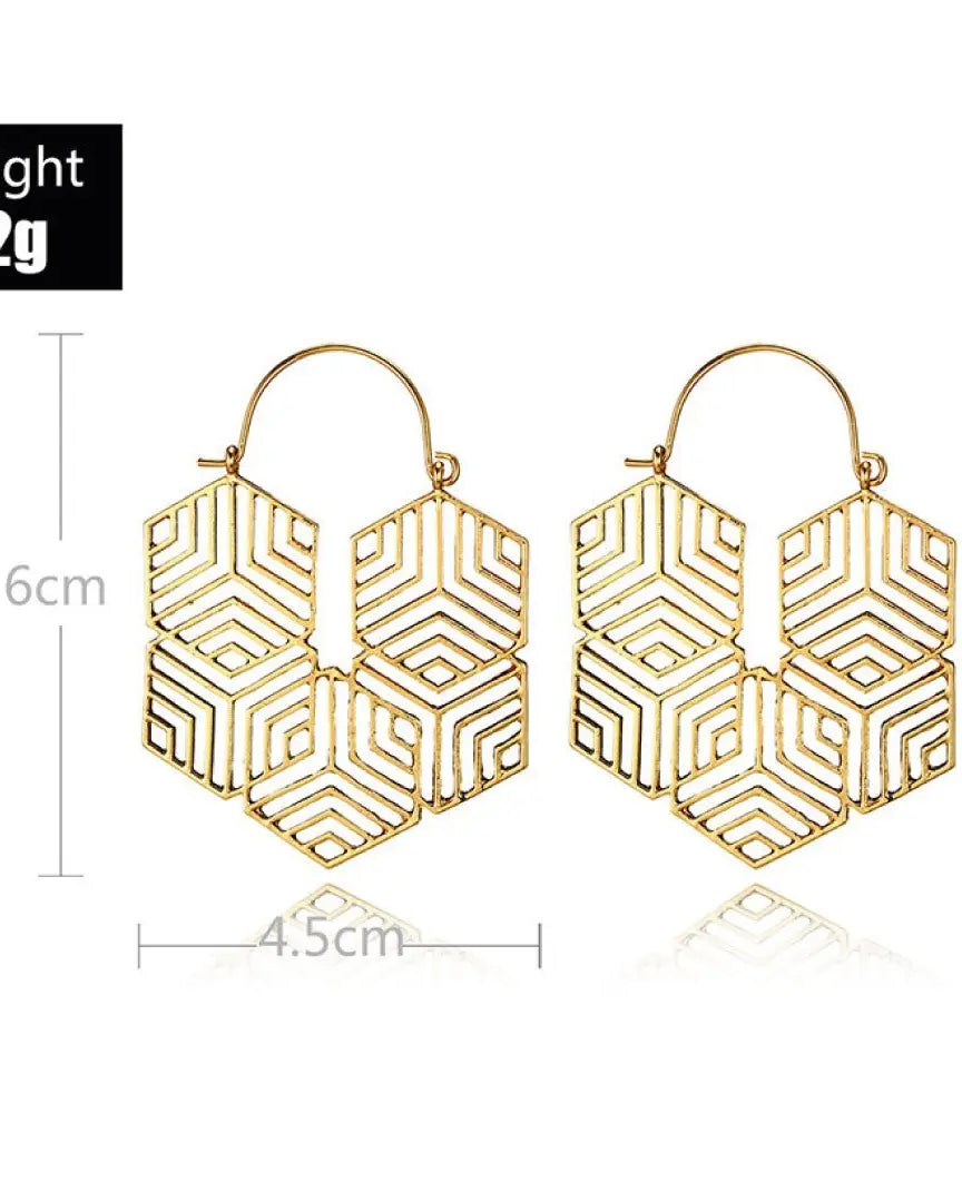 Hex -Gold Earrings |   |  Casual Chic Boutique