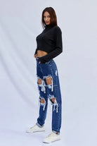 High Waist Ripped Baggy Jeans Denim Lab USA