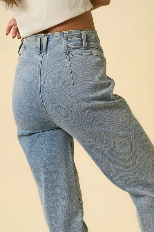 High Waist Seamed Tapered Jeans Denim Lab USA