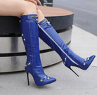 Women's High Heel Knee High Boots Zipper Punk Style Boots Plus Size Fashionella