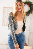 Holiday Sparkle Sequin Cropped Bolero Cardigan Sugarfox