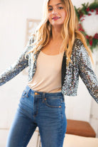 Holiday Sparkle Sequin Cropped Bolero Cardigan Sugarfox