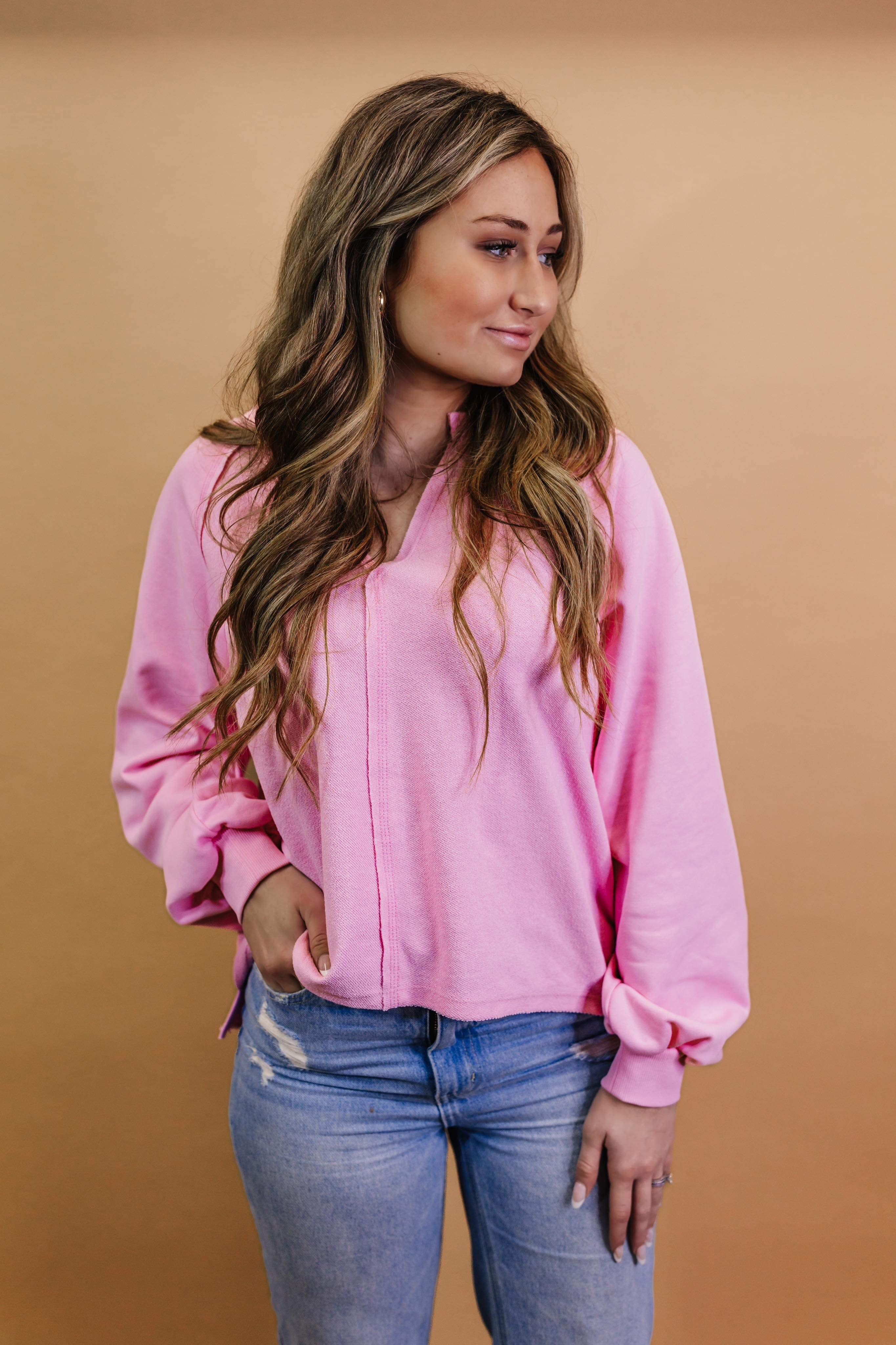 Penny Pink Long Sleeve Knit Top Bliss Dropship