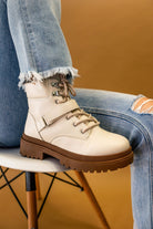 Pat Lace Up Bootie in Off White Bliss Dropship
