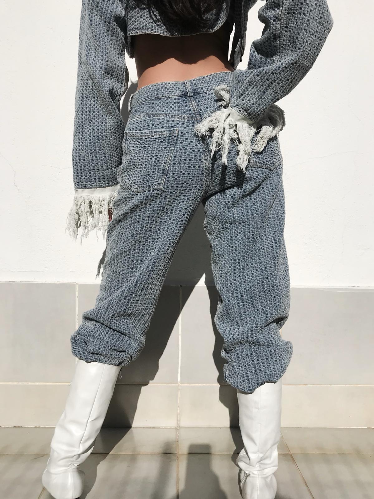 Short Denim Jacket Wide Leg Pants Two Piece Set Fashionella