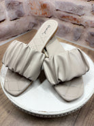 Hazel Ruched Sandal in Warm Grey Bliss Dropship