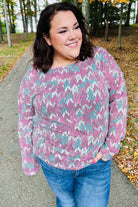 Magenta & Teal Vintage Two Tone Knit Top Haptics