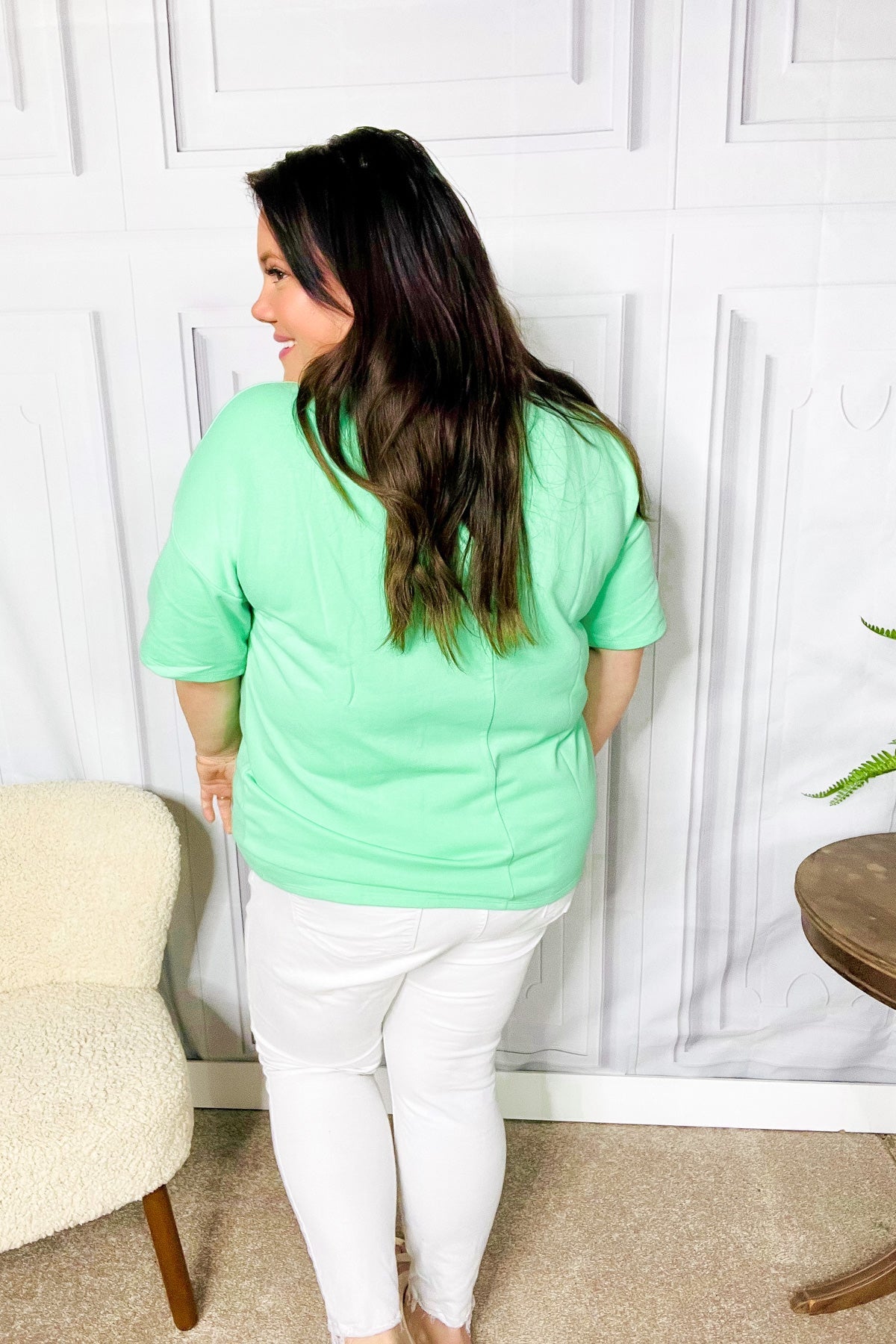Spunky Mint "Sunkissed" Embroidered French Terry Top Haptics