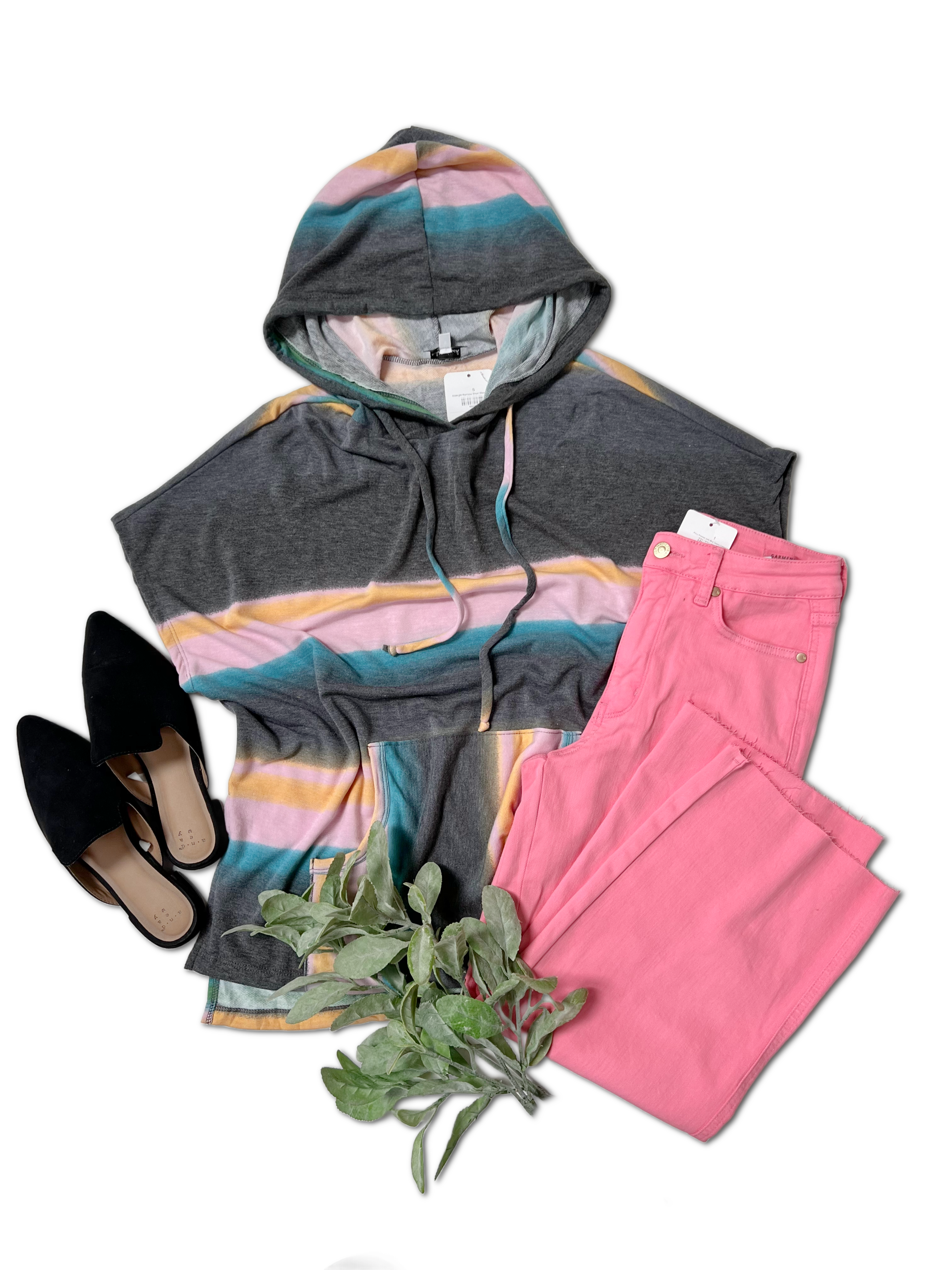 Midnight Rainbow Short Sleeve Hoodie Boutique Simplified