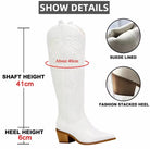 Cowboy Boots for Women Retro White Knee High Western Boots Fashionella