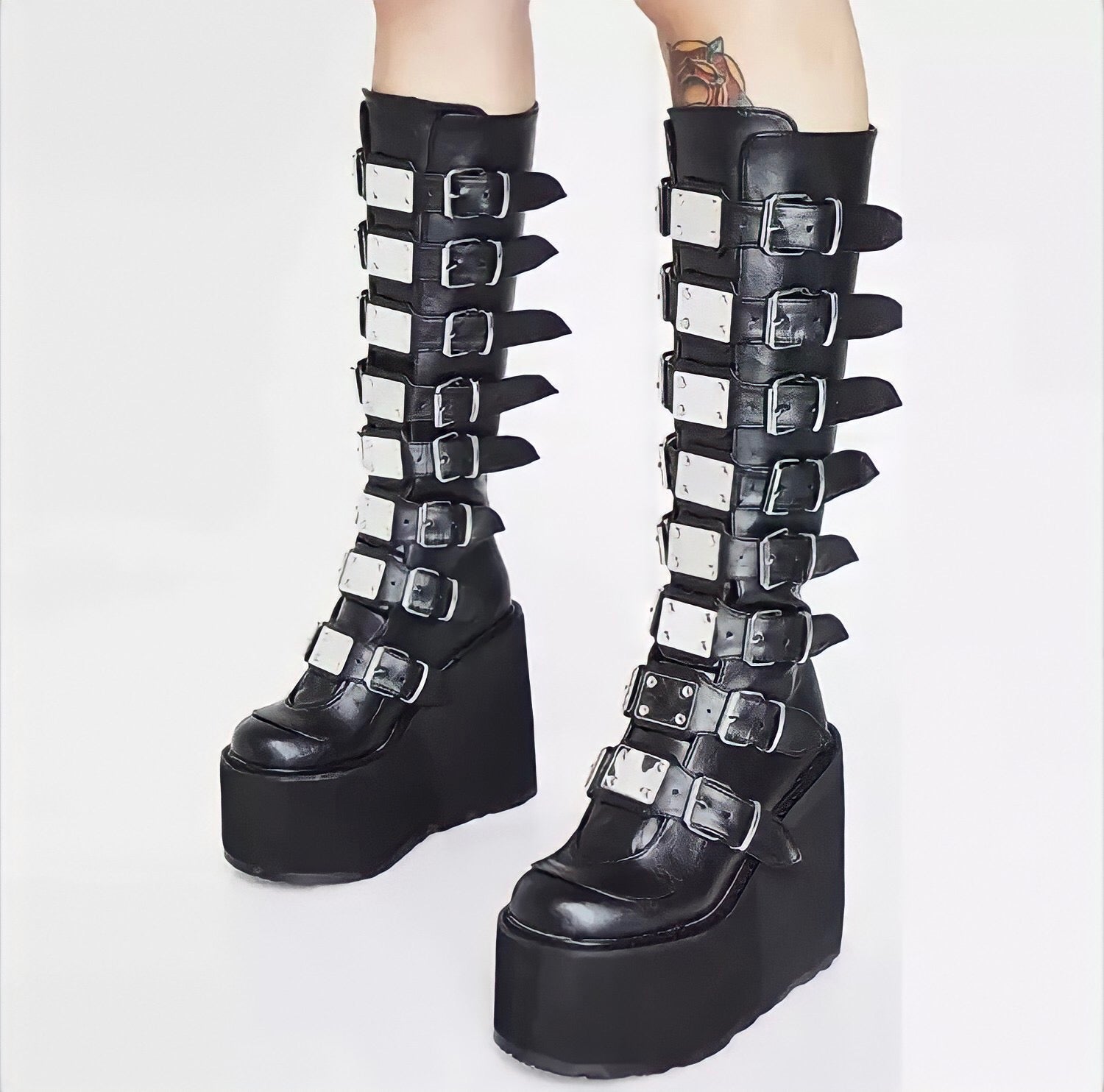 Gothic Boots for Women Platform High Heel Midcalf Shoes Fashionella