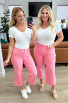 Lisa High Rise Control Top Wide Leg Crop Jeans in Pink Ave Shops