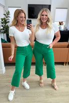 Lisa High Rise Control Top Wide Leg Crop Jeans in Kelly Green Ave Shops