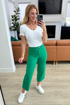 Lisa High Rise Control Top Wide Leg Crop Jeans in Kelly Green Ave Shops