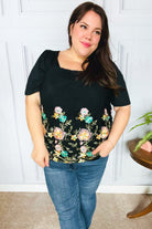 Glamorous Black Floral Embroidery & Lace Smocked Top Forgotten Grace