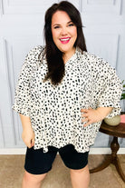 Diva Loving Ivory Leopard Print Button Down Oversized Top Haptics