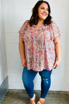 Plum Multicolor Boho Paisley Tie Neck Dolman Top Sugarfox