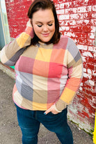 Gorgeous In Rust Checker Plaid French Terry Top Haptics