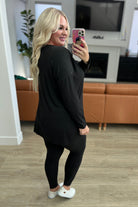 Buttery Soft V-Neck Long Sleeve Loungewear Set in Black Ave Shops