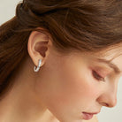 Inlaid Moissanite 925 Sterling Silver C-Hoop Earrings Trendsi