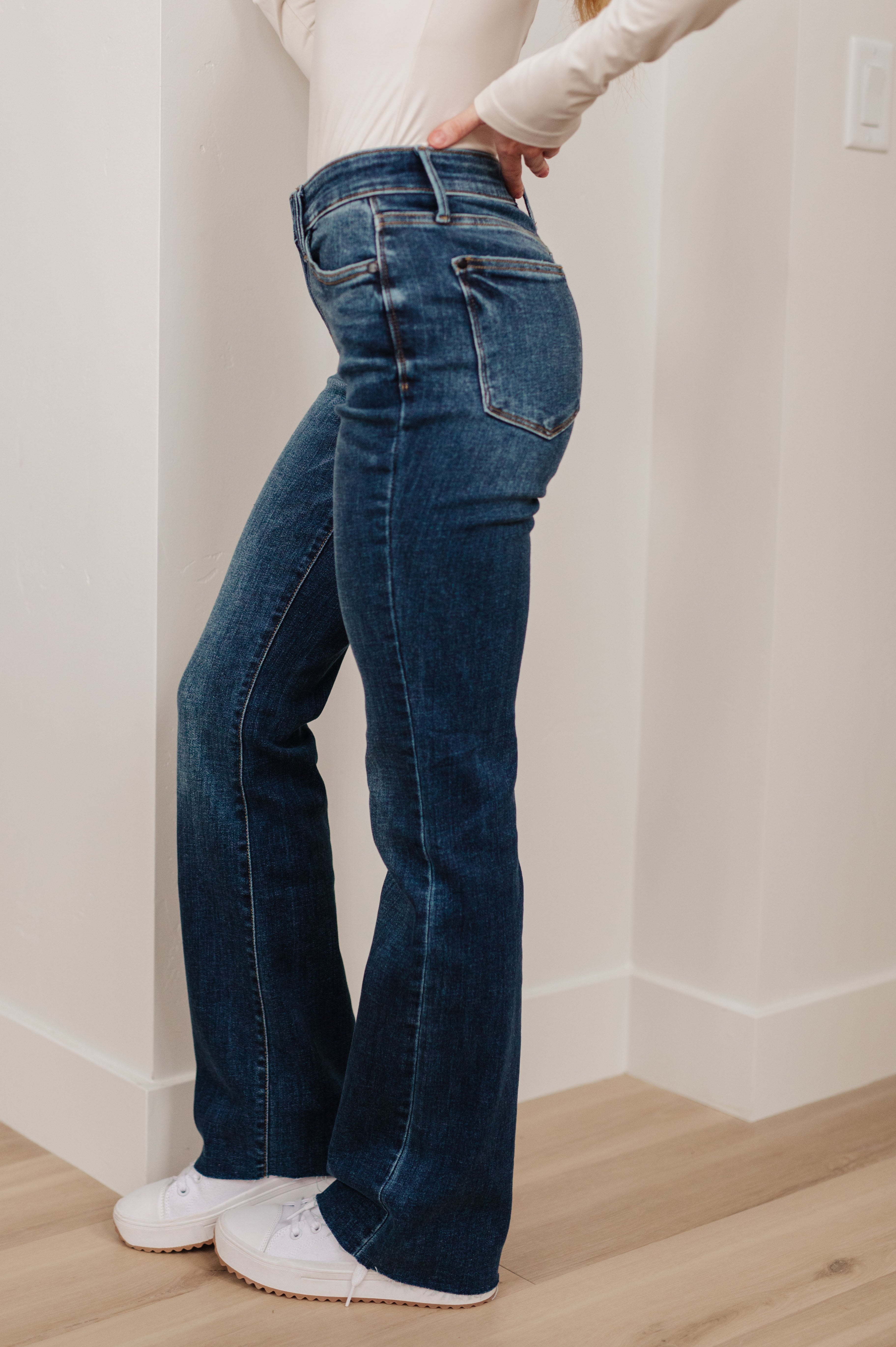 Josephine Mid Rise Raw Hem Bootcut Jeans Ave Shops