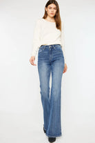 Kancan Cat's Whiskers High Waist Flare Jeans Trendsi