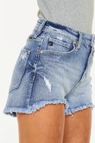 Kancan Distressed Raw Hem Denim Shorts Trendsi