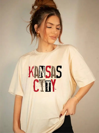 Kansas City Leopard Graphic Crew Neck Tee Ocean and 7th