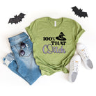 100% That Witch Hat | Short Sleeve Crew Neck | Halloween Olive and Ivory Retail