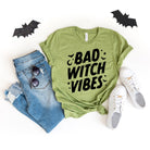 Bad Witches Vibes Moon | Short Sleeve Crew Neck Olive and Ivory Retail