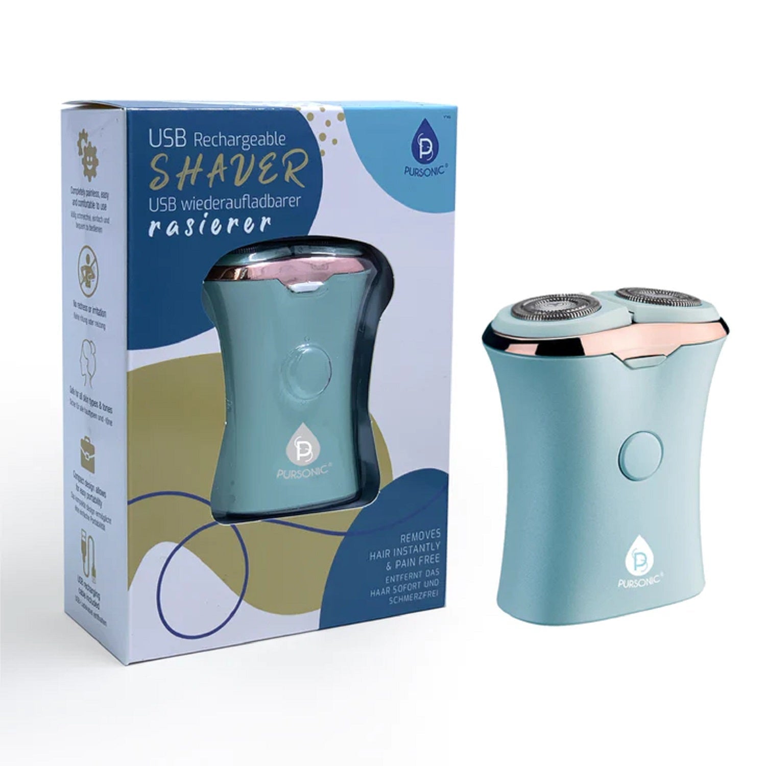 Rechargeable USB Ladies Shaver, Removes Hair Instantly & Pain Free by Pursonic