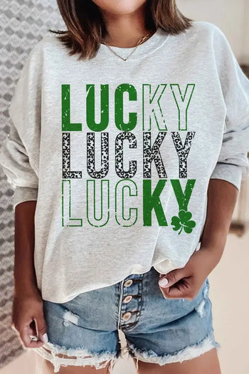 LUCKY ST PATRICKS CLOVER GRAPHIC SWEATSHIRT ALPHIA