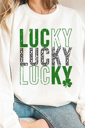 LUCKY ST PATRICKS CLOVER GRAPHIC SWEATSHIRT ALPHIA