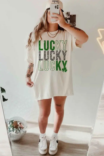 LUCKY ST PATRICKS CLOVER OVERSIZED TEE ALPHIA