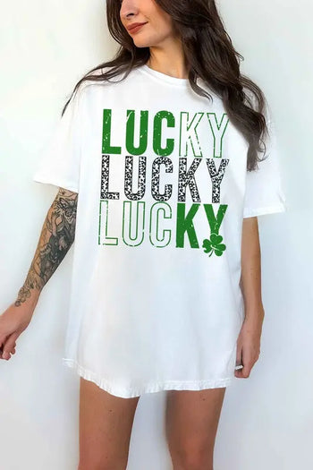 LUCKY ST PATRICKS CLOVER OVERSIZED TEE ALPHIA